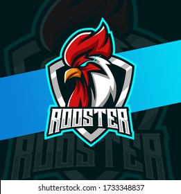 rooster chicken mascot esport logo design