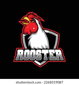 Rooster Chicken Mascot Esport Logo Design vector for gaming