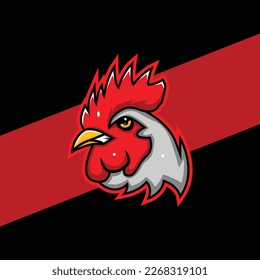 Rooster Chicken Mascot Esport Logo Design vector for gaming