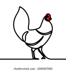 conjunto de vector premium de arte de línea continua de pollo en línea de gallo