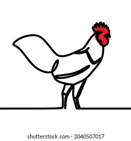 rooster chicken oneline continuous line art premium vector set
