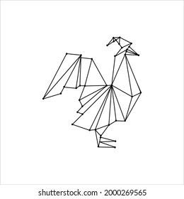 Rooster (Chicken) Polygonal Lines Illustration for Logo or Graphic Design Element. Vector Illustration