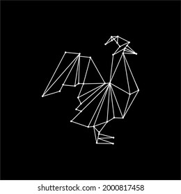 Rooster (Chicken) Polygonal Lines Illustration for Logo or Graphic Design Element. Vector Illustration