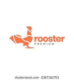rooster chicken poultry flat style simple modern minimal clean logo design vector icon illustration
