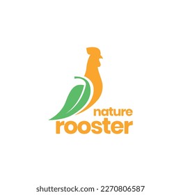 rooster chicken poultry leaves wings modern logo design vector icon illustration