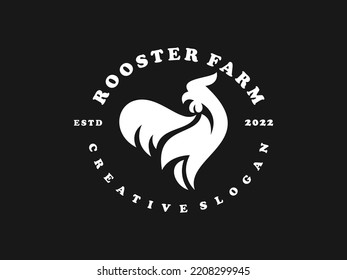 Rooster Chicken Poultry Silhouette Simple Vector Logo Illustration