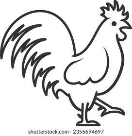 Rooster chicken poultry thin line icon