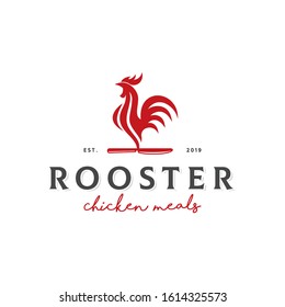 Rooster chicken restaurant logo design template - vector