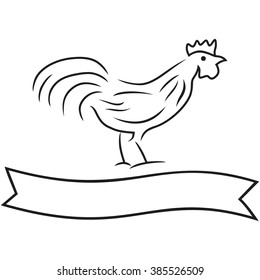 Rooster Chicken and  ribbon banner Vector