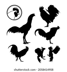 Rooster Chicken setInspiration Logo Silhouette, Rooster Crow, Fighting Rooster, Chicken Head