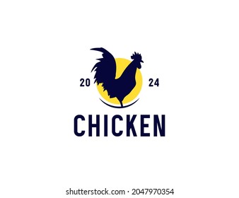 Rooster chicken silhouette logo design