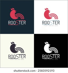 Rooster chicken silhouette logo set design template