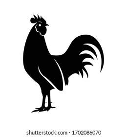 rooster chicken silhouette vector illustration, perfect for farming or pet design. flat design style