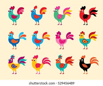 rooster chicken vector collection