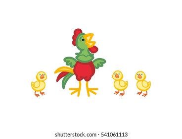 Rooster with chickens