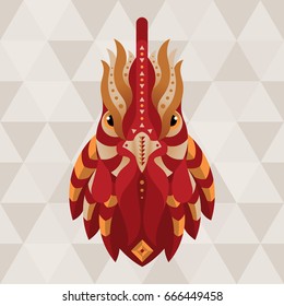 Rooster. Chinese horoscope sign. Vector illustration in ethnic style.