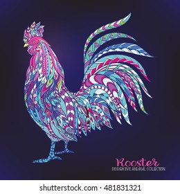 Rooster. Chinese New Year Symbol 2017 New Year.
 Decorative style, colored vector illustration.