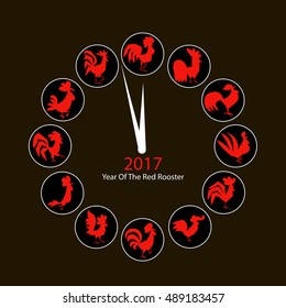 Rooster clock, symbol of 2017 new year