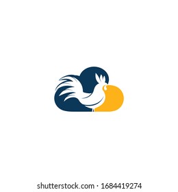Rooster and cloud vector logo design.