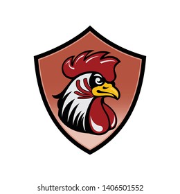 Rooster. Cock. Abstract rooster logo icon. Red rooster as symbol