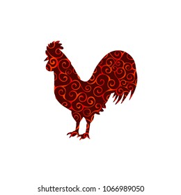 Rooster cock bird spiral pattern color silhouette animal