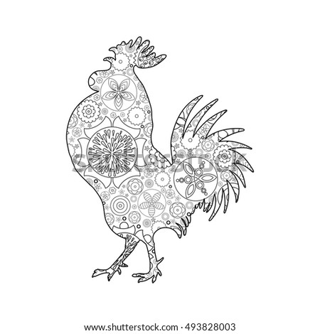 Rooster Or Cock Chicken Farm Bird For Adult Coloring Page Adults Anti Stress