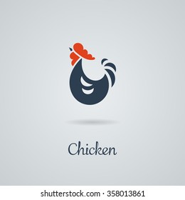 Rooster, Cock, Chicken Vector Illustration. Logo Design. Emblem, Symbol.