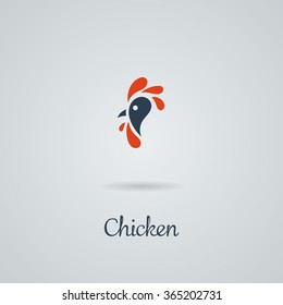 Rooster, Cock, Chicken Vector Illustration. Logo Design. Emblem, Symbol.