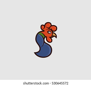 Rooster, cock, chicken vector illustration EPS10. Logo design Emblem symbol