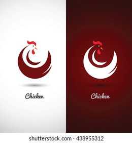 Rooster and cock design symbol on white background , vector illustration