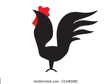 Rooster and cock. Flat design style vector illustrations  of icons and logos