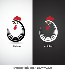 Rooster and cock hand drawn sketch on white background , vector illustration