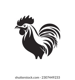 Rooster or cock logo vector silhouette