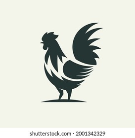 rooster or cock silhouette logo vector