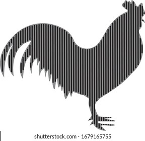 Rooster. Cock vector silhouette in line art.