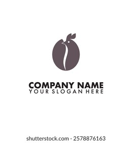 Rooster Coffee bean Logo on white background