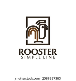 The Rooster Coffee Cafe Coffeehouse Company Simple Line Logo Template Vector