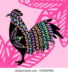 Rooster color abstraction