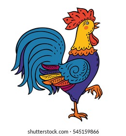  Rooster, colorful cock portrait cartoon illustration. Vector element for New Year's design. Chinese year symbol.