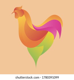 Rooster colorful modern logo design vector