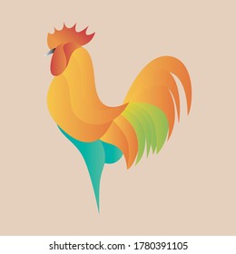 Rooster colorful modern logo design vector