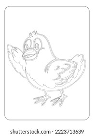 Rooster coloring page for kids art line