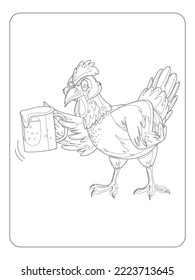 Rooster coloring page for kids art line