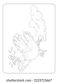 Rooster coloring page for kids art line
