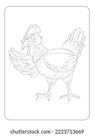 Rooster coloring page for kids art line