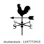Rooster compass black silhouette, isolated