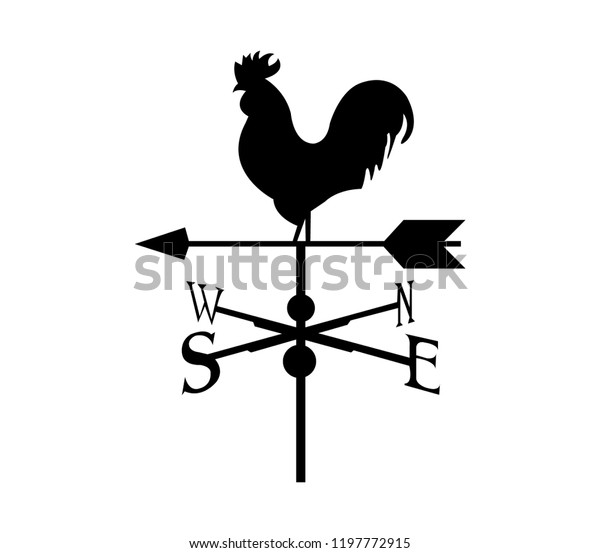 Rooster compass black\
silhouette, isolated
