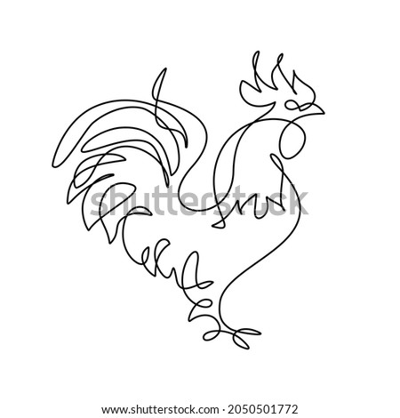 Rooster in continuous line art drawing style. Hothead cock black linear sketch isolated on white background. Vector illustration Stock photo © 