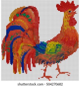 Rooster cross-stitch. Vector illustration