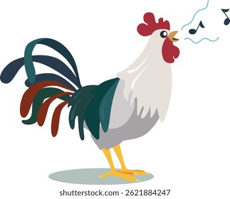 Rooster Crowing Cartoon design for any artboard.